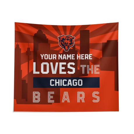 Pixsona Chicago Bears Skyline Tapestry | Personalized | Custom