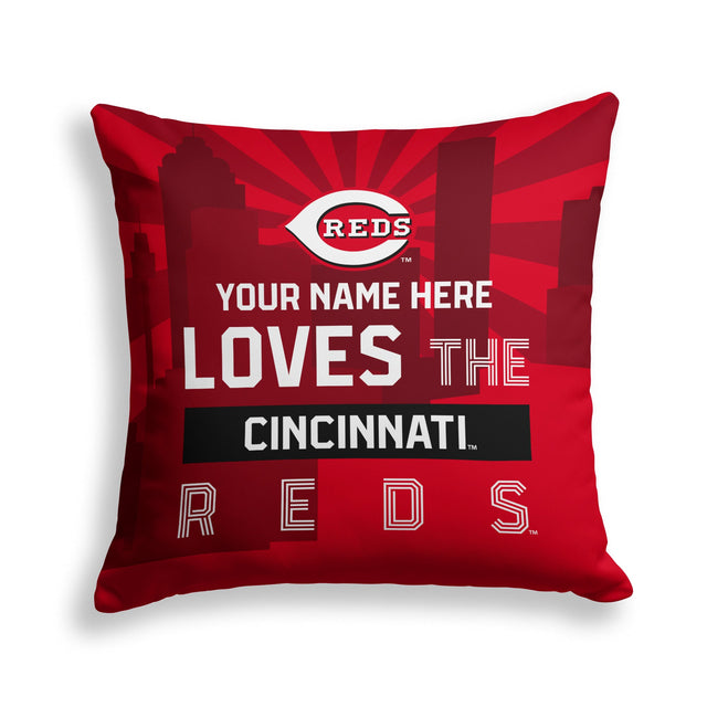 Pixsona Cincinnati Reds Skyline Throw Pillow | Personalized | Custom