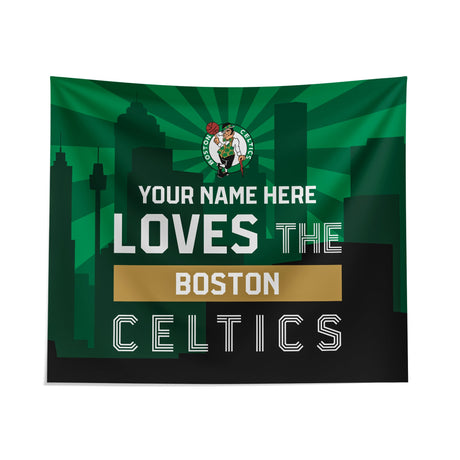 Pixsona Boston Celtics Skyline Tapestry | Personalized | Custom