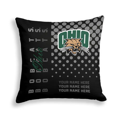 Pixsona Ohio Bobcats Halftone Throw Pillow | Personalized | Custom