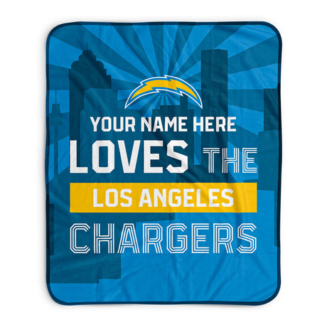 Pixsona Los Angeles Chargers Skyline Pixel Fleece Blanket | Personalized | Custom