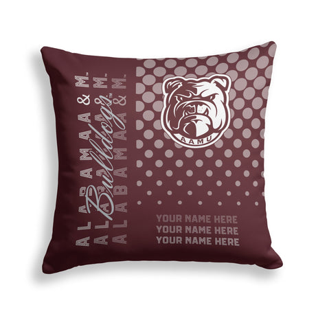 Pixsona Alabama A&M Bulldogs Halftone Throw Pillow | Personalized | Custom
