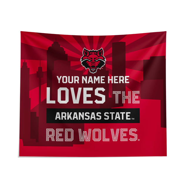 Pixsona Arkansas State Red Wolves Skyline Tapestry | Personalized | Custom