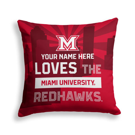 Pixsona Miami University Redhawks Skyline Throw Pillow | Personalized | Custom