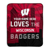 Pixsona Wisconsin Badgers Skyline Pixel Fleece Blanket | Personalized | Custom