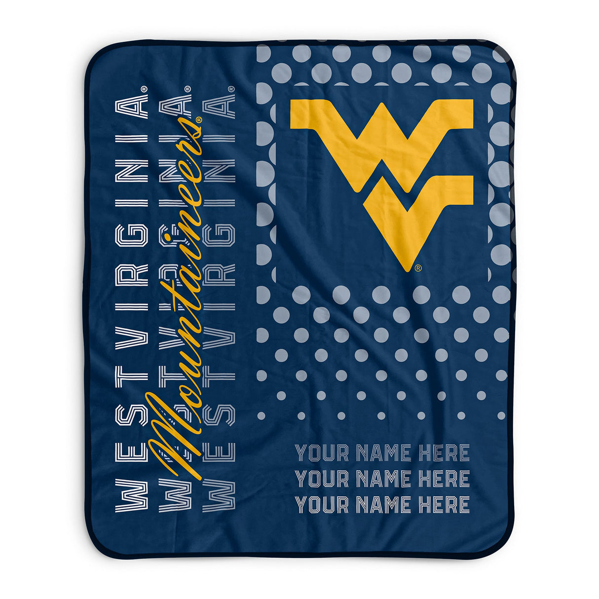 Pixsona West Virginia Mountaineers Halftone Pixel Fleece Blanket | Personalized | Custom
