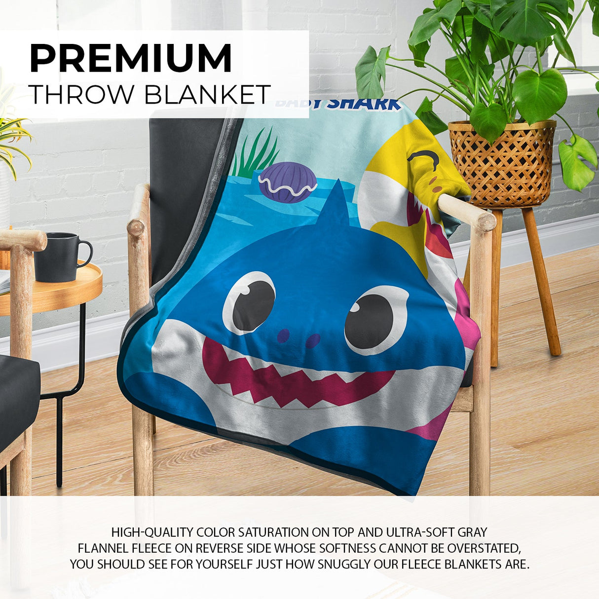 Pixsona Baby Shark Family Party Pixel Fleece Blanket | Personalized | Custom