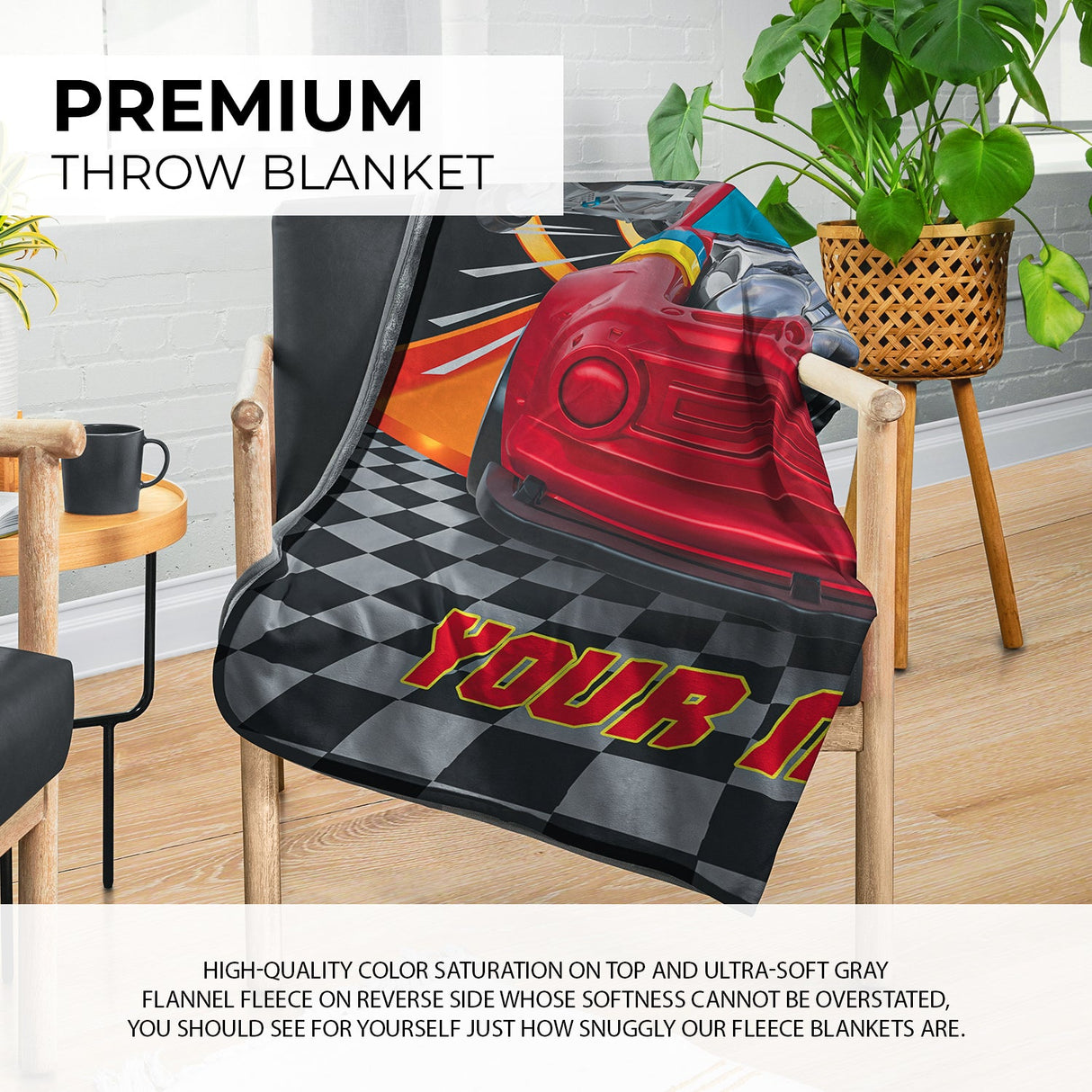 Pixsona Hot Wheels Hot Rod Pixel Fleece Blanket | Personalized | Custom
