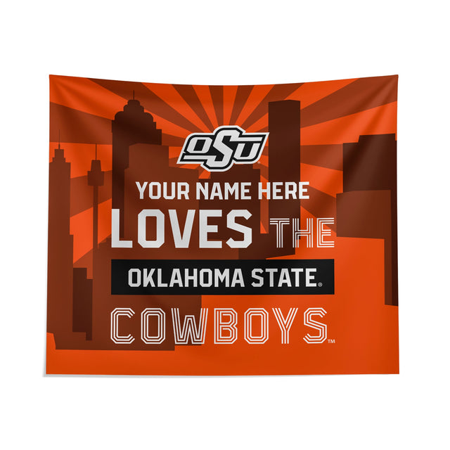 Pixsona Oklahoma State Cowboys Skyline Tapestry | Personalized | Custom