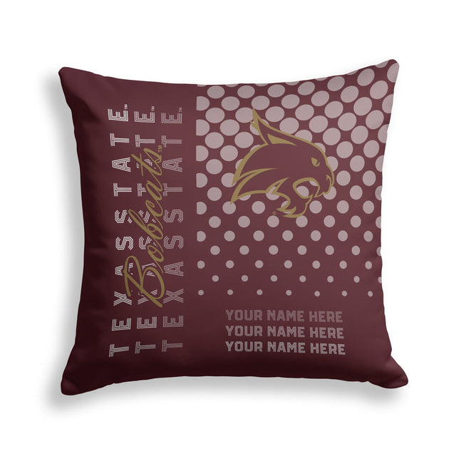 Pixsona Texas State Bobcats Halftone Throw Pillow | Personalized | Custom