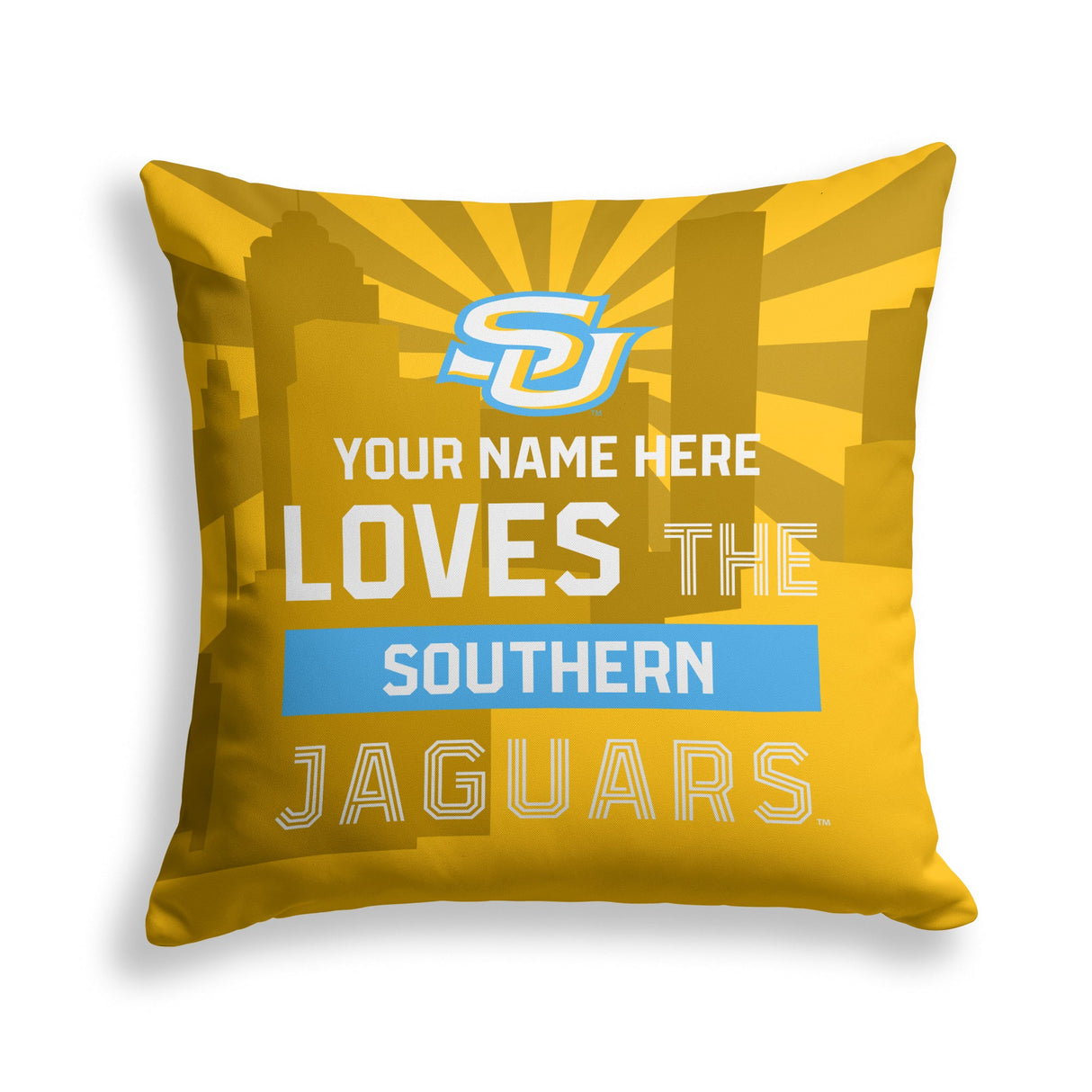 Pixsona Southern Jaguars Skyline Throw Pillow | Personalized | Custom