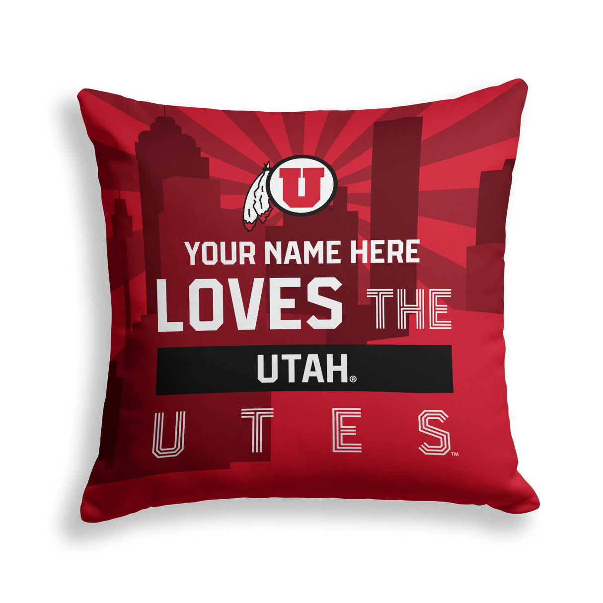 Pixsona Utah Utes Skyline Throw Pillow | Personalized | Custom