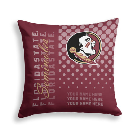 Pixsona Florida State Seminoles Halftone Throw Pillow | Personalized | Custom