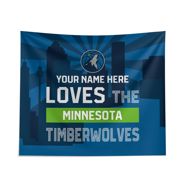 Pixsona Minnesota Timberwolves Skyline Tapestry | Personalized | Custom