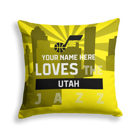 Pixsona Utah Jazz Skyline Throw Pillow | Personalized | Custom