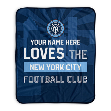 Pixsona New York City Football Club Skyline Pixel Fleece Blanket | Personalized | Custom