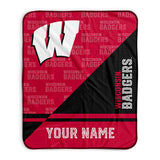 Pixsona Wisconsin Badgers Split Pixel Fleece Blanket | Personalized | Custom