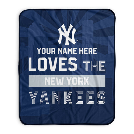 Pixsona New York Yankees Skyline Pixel Fleece Blanket | Personalized | Custom