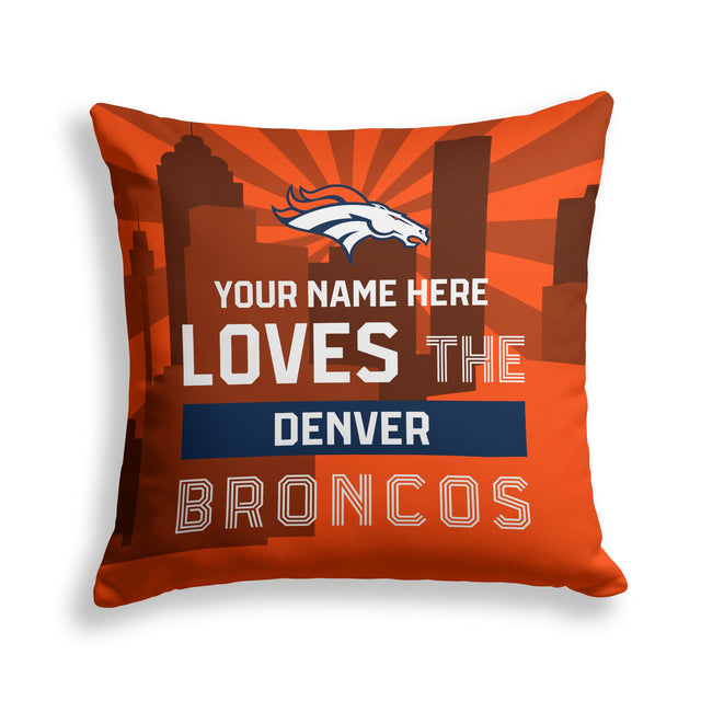 Pixsona Denver Broncos Skyline Throw Pillow | Personalized | Custom
