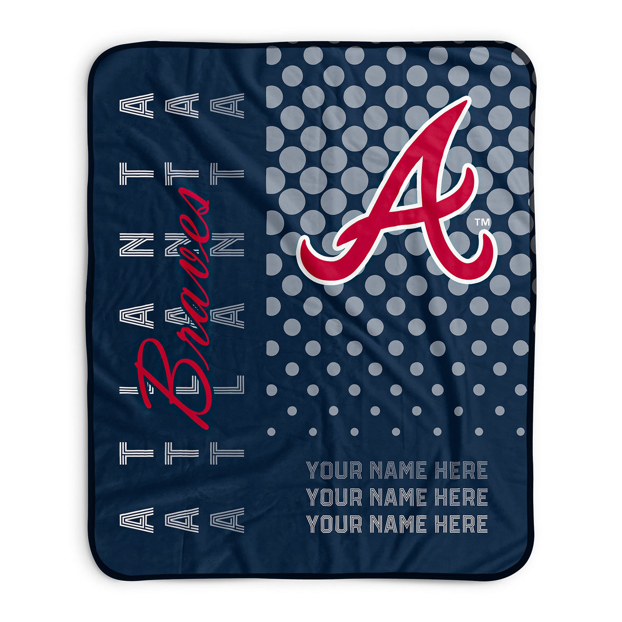Pixsona Atlanta Braves Halftone Pixel Fleece Blanket | Personalized | Custom