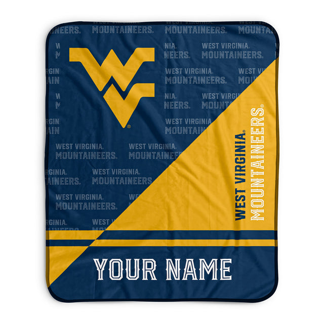 Pixsona West Virginia Mountaineers Split Pixel Fleece Blanket | Personalized | Custom