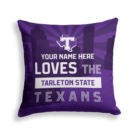 Pixsona Tarleton State Texans Skyline Throw Pillow | Personalized | Custom