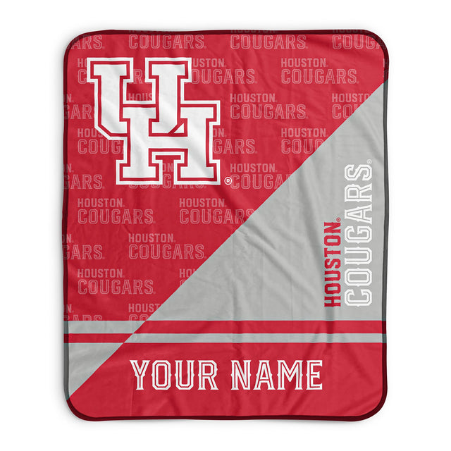 Pixsona Houston Cougars Split Pixel Fleece Blanket | Personalized | Custom