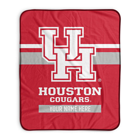 Pixsona Houston Cougars Stripes Pixel Fleece Blanket | Personalized | Custom