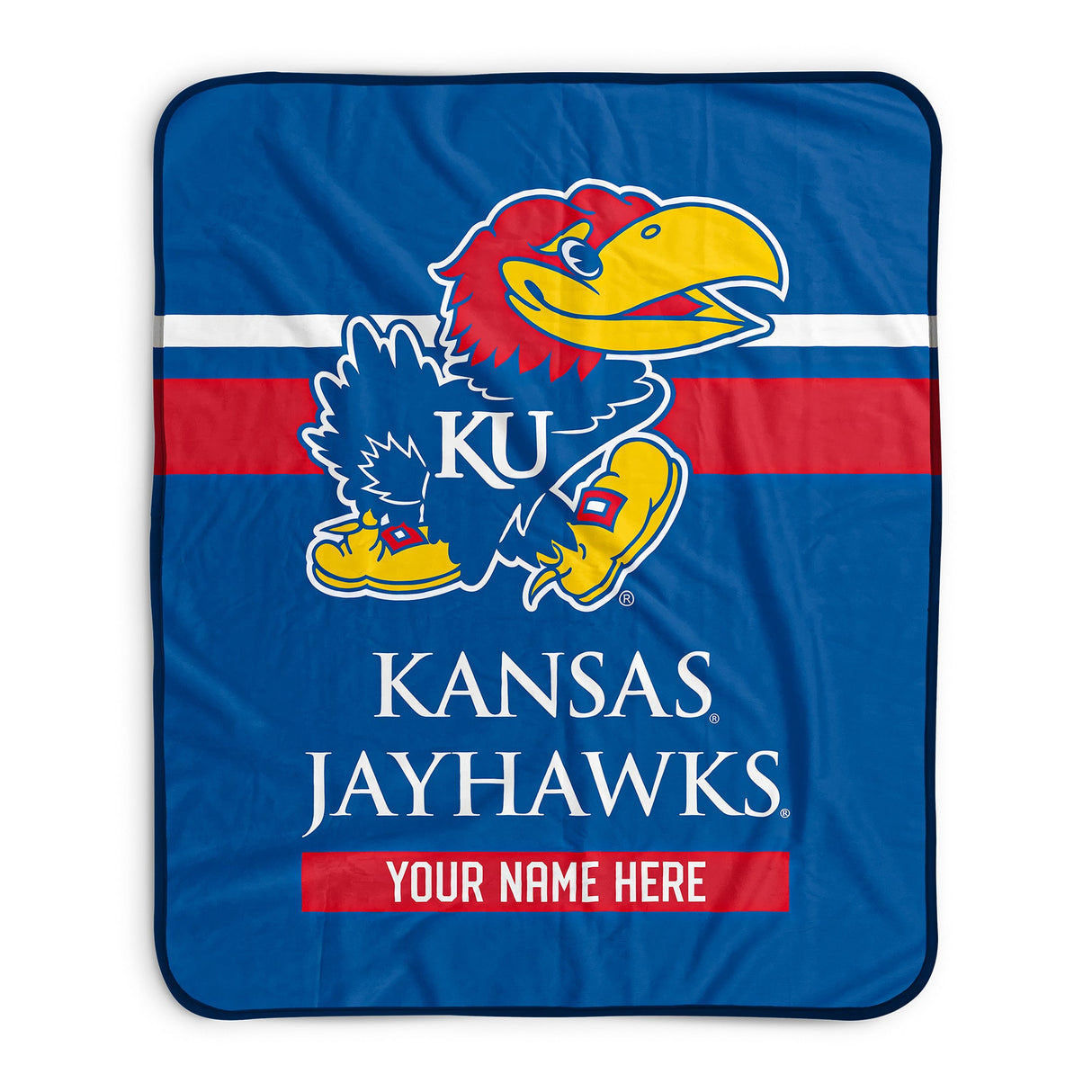 Pixsona Kansas Jayhawks Stripes Pixel Fleece Blanket | Personalized | Custom