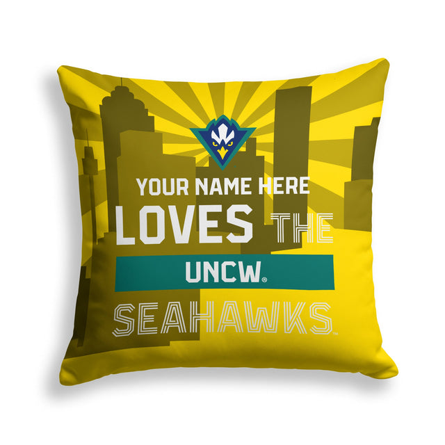 Pixsona North Carolina Wilmington Seahawks Skyline Throw Pillow | Personalized | Custom