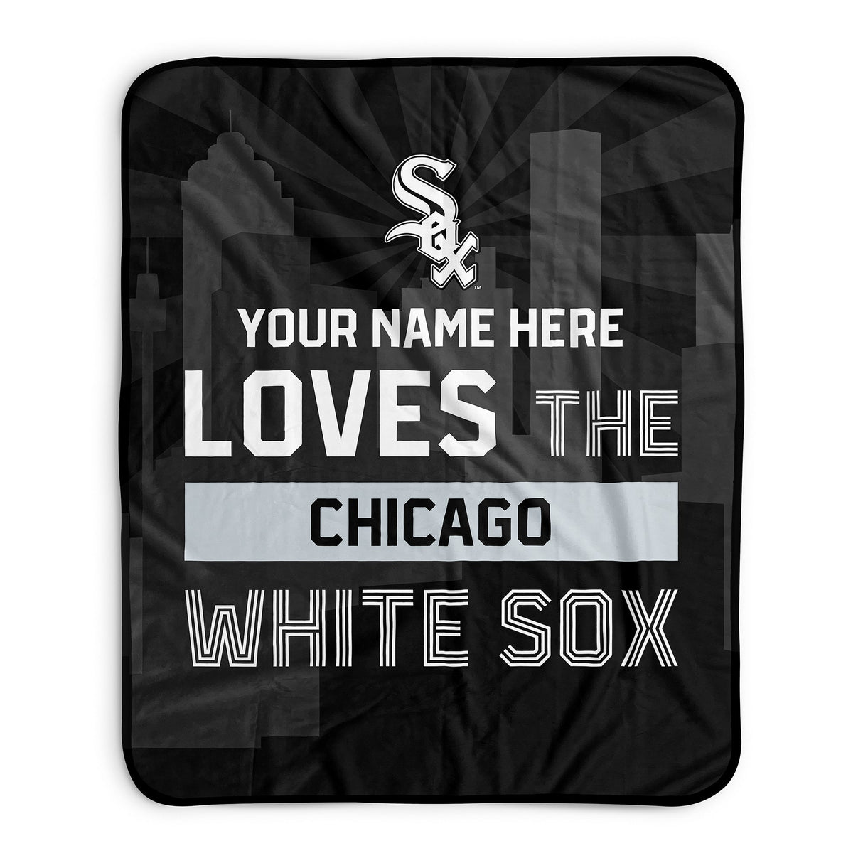 Pixsona Chicago White Sox Skyline Pixel Fleece Blanket | Personalized | Custom