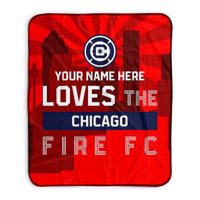 Pixsona Chicago Fire FC Skyline Pixel Fleece Blanket | Personalized | Custom