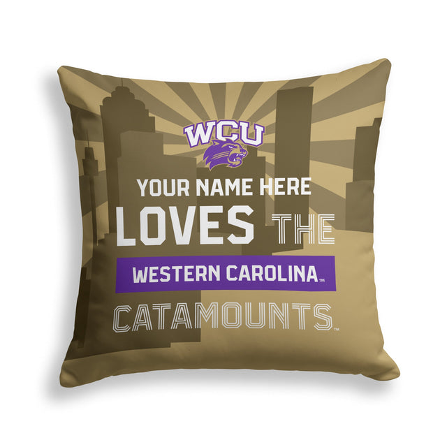Pixsona Western Carolina Catamounts Skyline Throw Pillow | Personalized | Custom