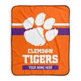 Pixsona Clemson Tigers Stripes Pixel Fleece Blanket | Personalized | Custom