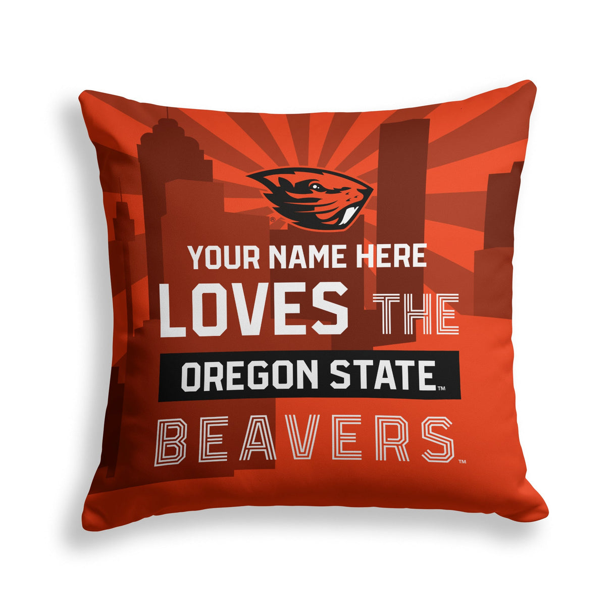 Pixsona Oregon State Beavers Skyline Throw Pillow | Personalized | Custom