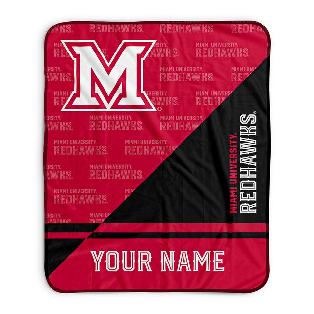 Pixsona Miami University Redhawks Split Pixel Fleece Blanket | Personalized | Custom