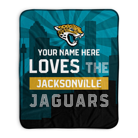 Pixsona Jacksonville Jaguars Skyline Pixel Fleece Blanket | Personalized | Custom