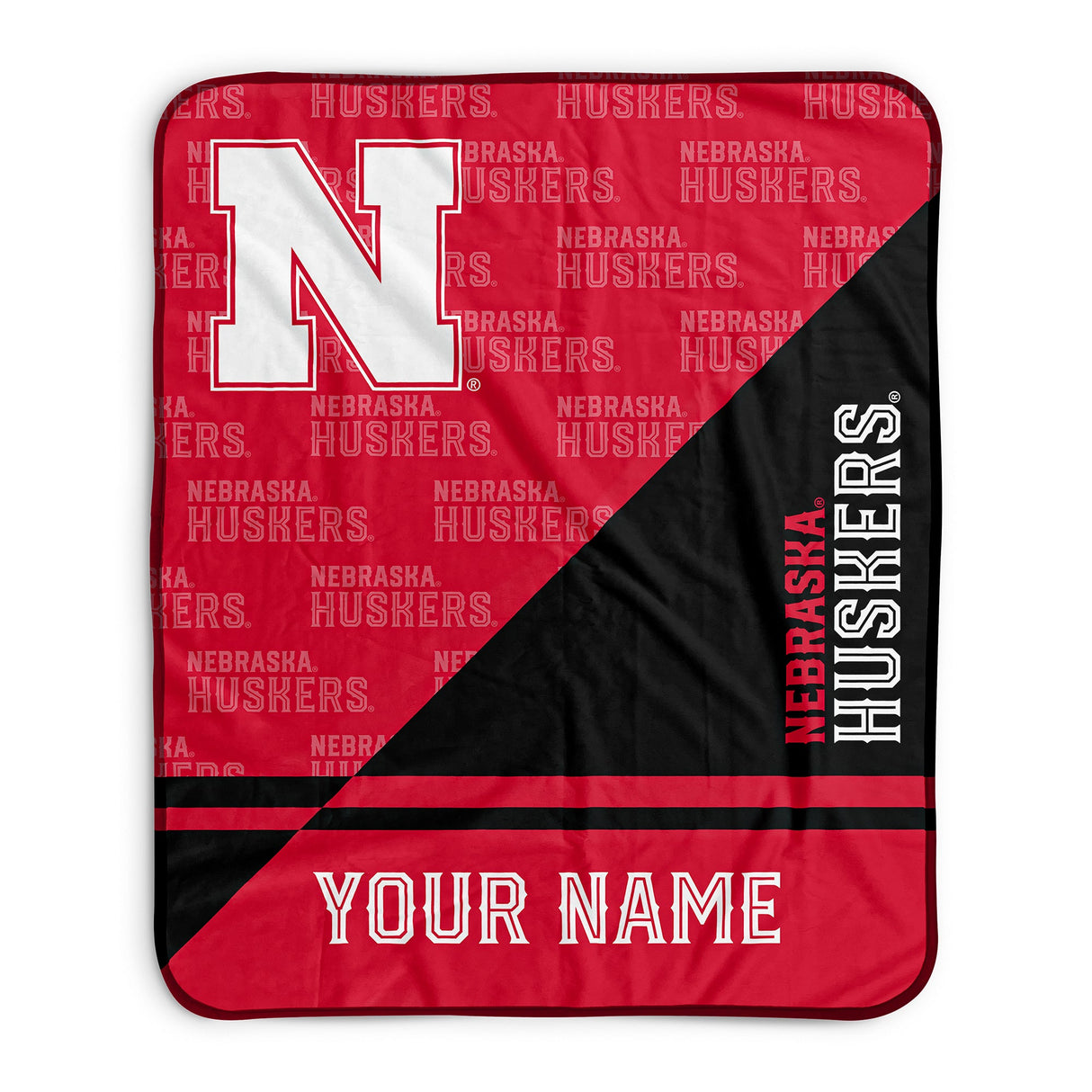 Pixsona Nebraska Huskers Split Pixel Fleece Blanket | Personalized | Custom