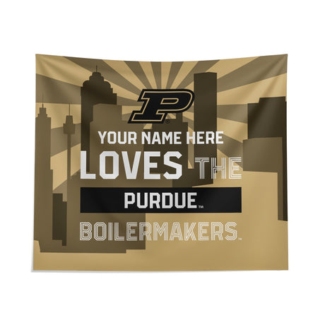 Pixsona Purdue Boilermakers Skyline Tapestry | Personalized | Custom