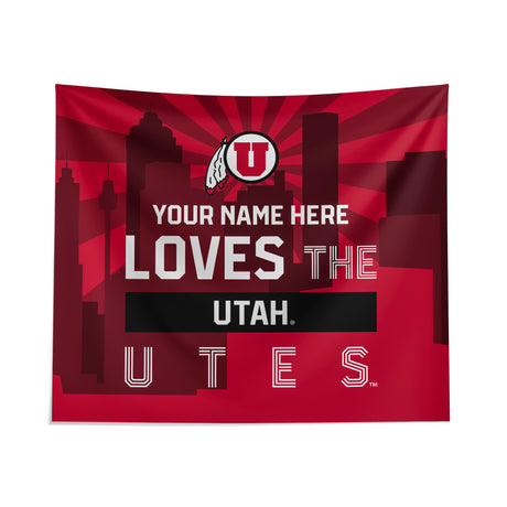 Pixsona Utah Utes Skyline Tapestry | Personalized | Custom
