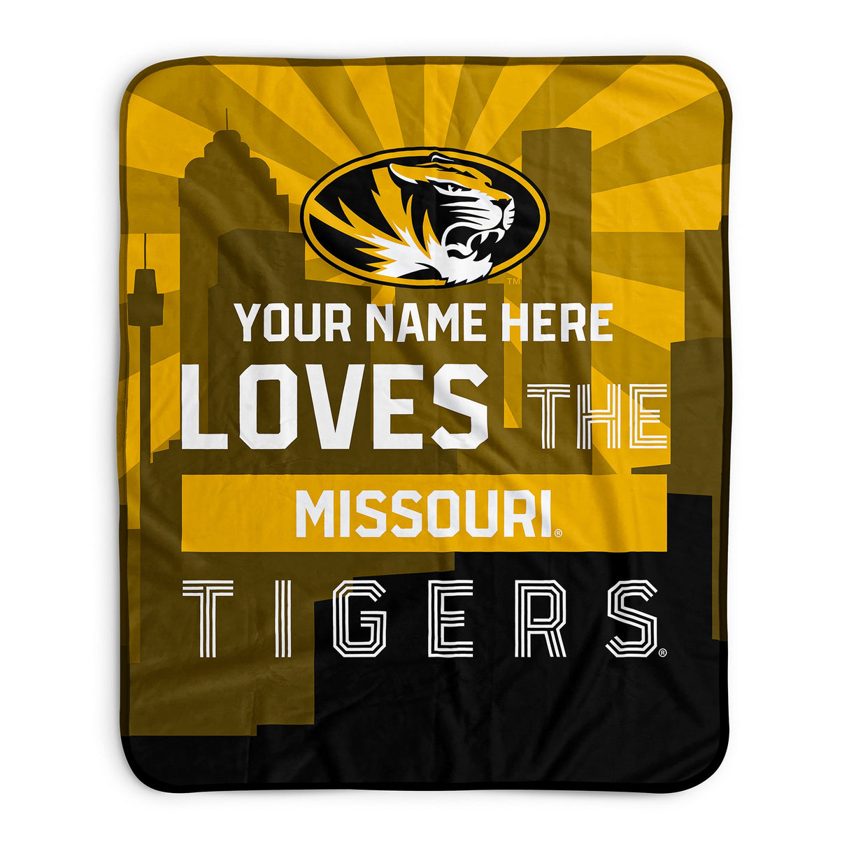 Pixsona Missouri Tigers Skyline Pixel Fleece Blanket | Personalized | Custom