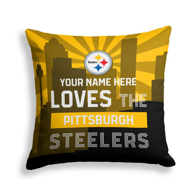 Pixsona Pittsburgh Steelers Skyline Throw Pillow | Personalized | Custom