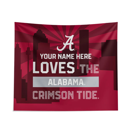 Pixsona Alabama Crimson Tide Skyline Tapestry | Personalized | Custom