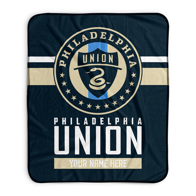 Pixsona Philadelphia Union Stripes Pixel Fleece Blanket | Personalized | Custom