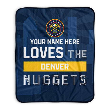 Pixsona Denver Nuggets Skyline Pixel Fleece Blanket | Personalized | Custom