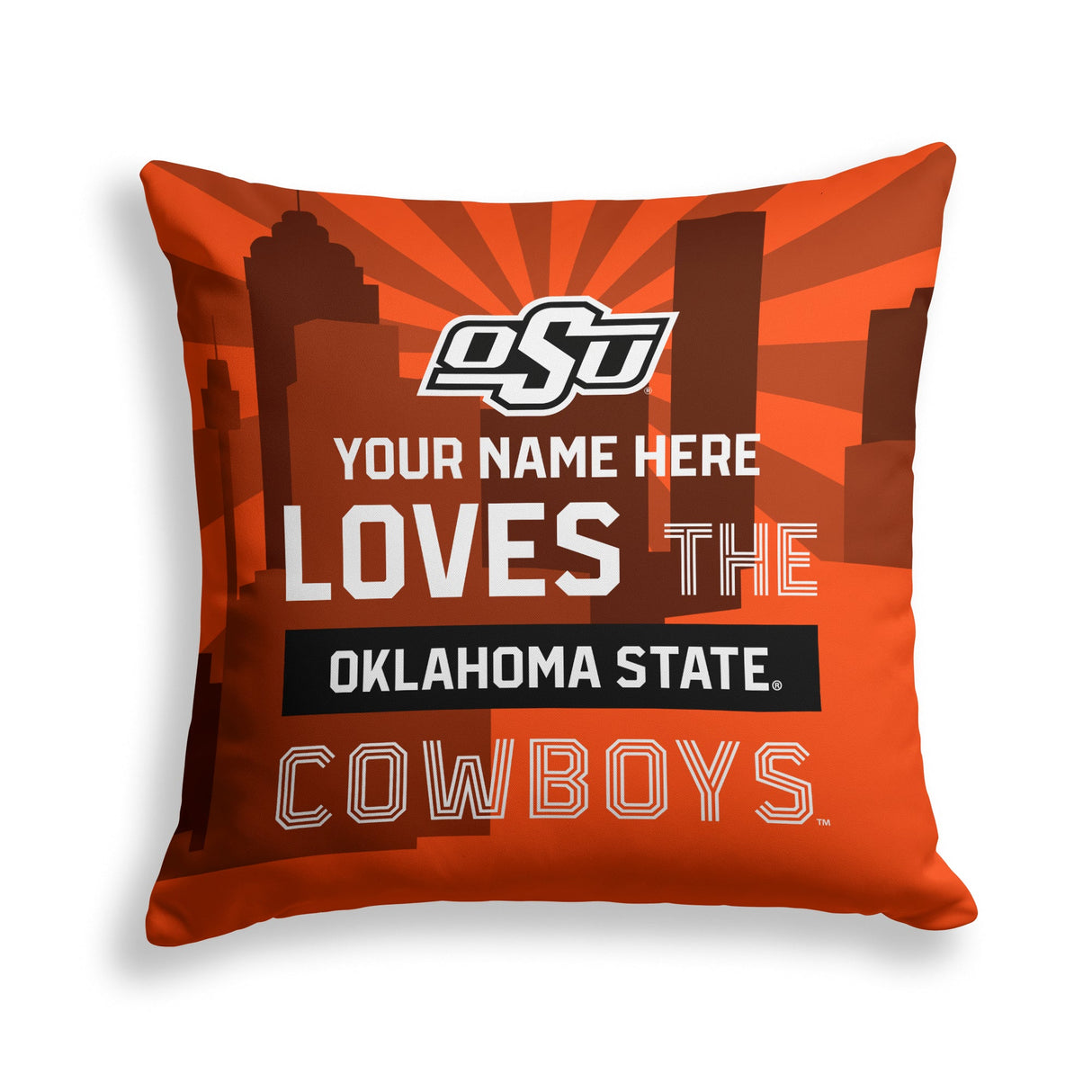 Pixsona Oklahoma State Cowboys Skyline Throw Pillow | Personalized | Custom
