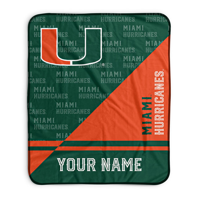 Pixsona Miami Hurricanes Split Pixel Fleece Blanket | Personalized | Custom