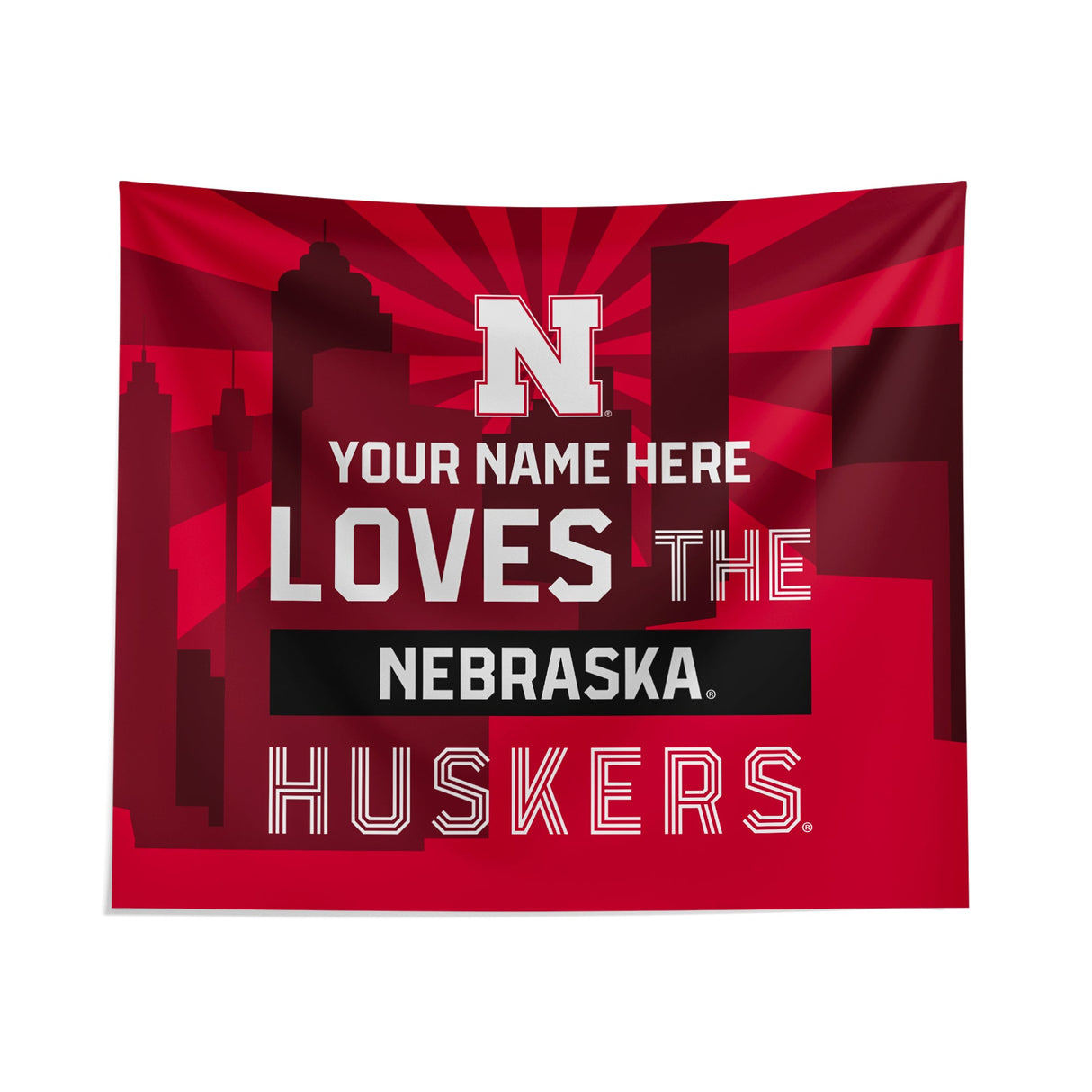 Pixsona Nebraska Huskers Skyline Tapestry | Personalized | Custom