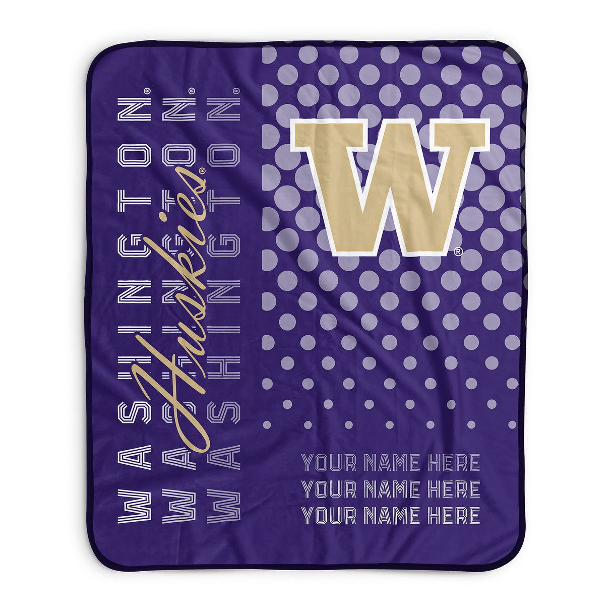 Pixsona Washington Huskies Halftone Pixel Fleece Blanket | Personalized | Custom