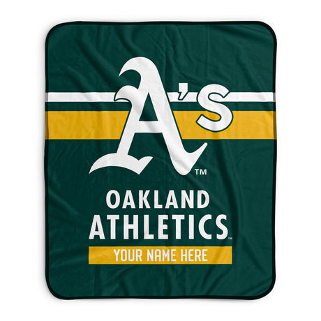 Pixsona Oakland Athletics Stripes Pixel Fleece Blanket | Personalized | Custom